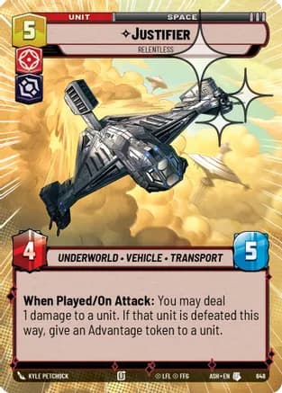 Justifier - Relentless (Hyperspace Foil) — Ashes of the Empire