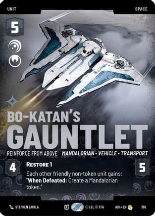 Bo-Katan's Gauntlet - Reinforce from Above (Prestige) — Ashes of the Empire Star Wars: Unlimited card by Stephen Zavala