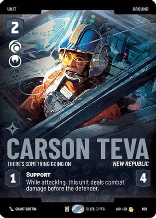 Carson Teva - There's Something Going On (Prestige) — Ashes of the Empire Star Wars: Unlimited card by Grant Griffin