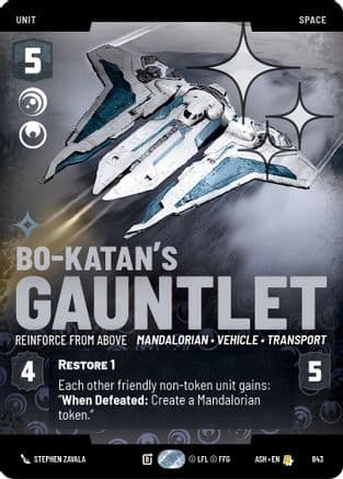 Bo-Katan's Gauntlet - Reinforce from Above (Prestige Foil) — Ashes of the Empire Star Wars: Unlimited card by Stephen Zavala
