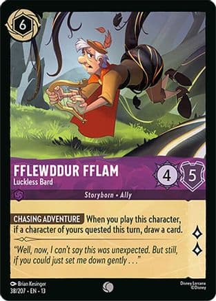 Fflewddur Fflam - Luckless Bard — Attack of the Vine! Disney Lorcana card by Brian Kesinger