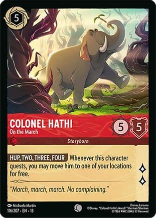Colonel Hathi - On the March — Attack of the Vine! Disney Lorcana card by Michaela Martin
