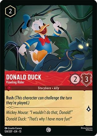 Donald Duck - Vineling Rider — Attack of the Vine! Disney Lorcana card by Lissette Carrera