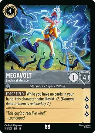 Megavolt - Electrical Menace — Attack of the Vine! Disney Lorcana card by Emily Abeydeera