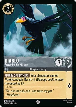 Diablo - Protecting His Mistress — Attack of the Vine! Disney Lorcana card by Liz Richards