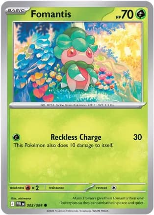 Fomantis - 003/084 — ME05: Pitch Black Pokémon TCG card by nisimono