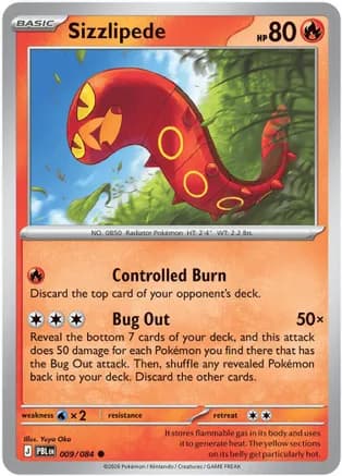Sizzlipede — ME05: Pitch Black Pokémon TCG card by Yuya Oka