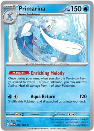 Primarina - 020/084 — ME05: Pitch Black Pokémon TCG card by Taira Akitsu