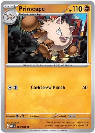 Primeape — ME05: Pitch Black Pokémon TCG card by GOSSAN
