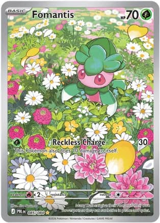 Fomantis - 085/084 — ME05: Pitch Black Pokémon TCG card by Jiro Sasumo