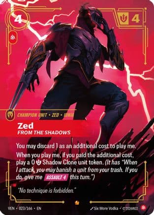 Zed, From the Shadows — Vendetta