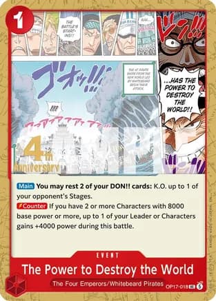 The Power to Destroy the World — The World's Strongest Warriors Release Event Cards