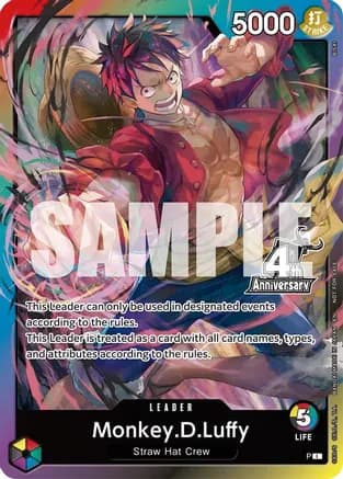 Monkey.D.Luffy (4th Anniversary Leader Card) — One Piece Promotion Cards
