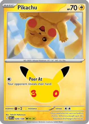 Pikachu - 026/128 — ME: 30th Celebration