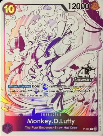 Monkey.D.Luffy (4th Anniversary Treasure Campaign Pack) — One Piece Promotion Cards