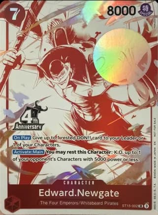Edward.Newgate (4th Anniversary Treasure Campaign Pack) — One Piece Promotion Cards