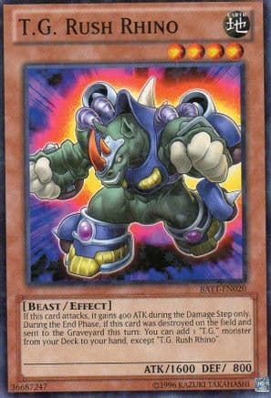 T.G. Rush Rhino (Starfoil) — Battle Pack Tournament Prize Cards Yu-Gi-Oh! card by KAZUKI TAKAHASHI