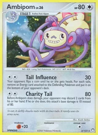 Ambipom — Mysterious Treasures Pokémon TCG card by Kouki Saitou
