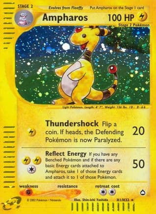 Ampharos (H1) — Aquapolis Pokémon TCG card by Ken Sugimori (based on style and visible credit)