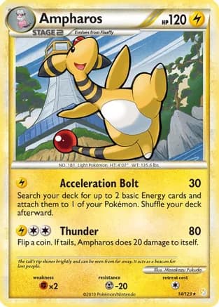 Ampharos — HeartGold SoulSilver Pokémon TCG card by Masakazu Fukuda
