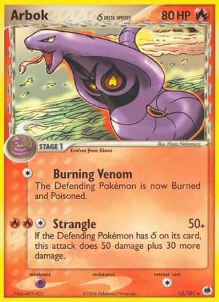Arbok (Delta Species) — EX Dragon Frontiers Pokémon TCG card by Hajime Nakamura