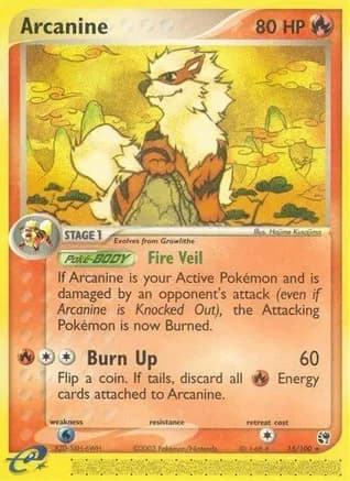 Arcanine — EX Sandstorm Pokémon TCG card by Hajime Kusajima