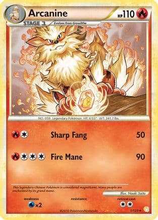 Arcanine — HeartGold SoulSilver Pokémon TCG card by Naoki Saito