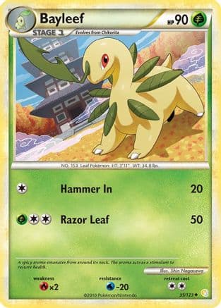 Bayleef — HeartGold SoulSilver Pokémon TCG card by Shin Nagasawa