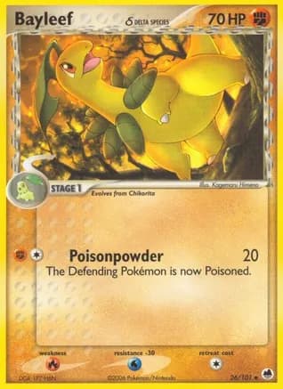 Bayleef (Delta Species) — EX Dragon Frontiers Pokémon TCG card by Illus. K. Sugimori/Hasuno