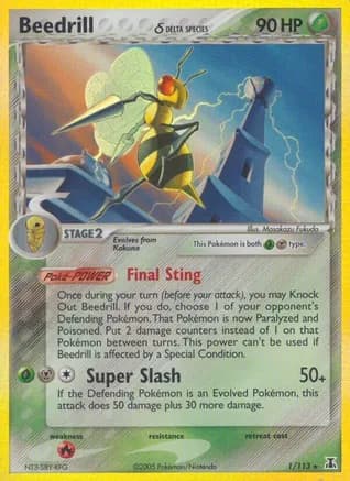 Beedrill (Delta Species) — EX Delta Species Pokémon TCG card by Masakazu Fukuda