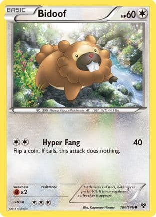 Bidoof — XY Base Set Pokémon TCG card by Kagemaru Himeno