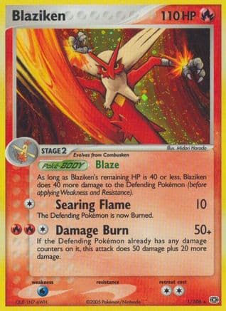 Blaziken — Emerald Pokémon TCG card by Kagemaru Himeno