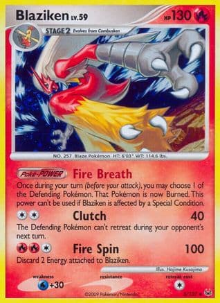 Blaziken — Platinum Pokémon TCG card by Hajime Kusajima