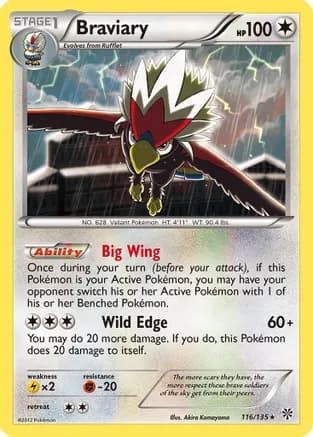 Braviary — Plasma Storm Pokémon TCG card by Akira Komayama