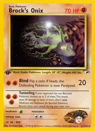 Brock's Onix (21) — Gym Heroes Pokémon TCG card by Benimaru Itoh