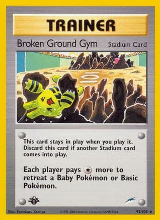 Broken Ground Gym — Neo Destiny Pokémon TCG card by Tomokazu Komiya
