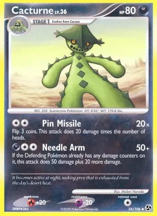 Cacturne — Great Encounters Pokémon TCG card by Midori Harada