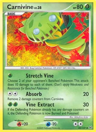 Carnivine (43) — Platinum Pokémon TCG card by Mitsuhiro Arita