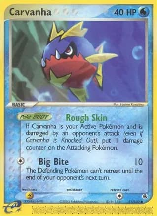 Carvanha — EX Ruby and Sapphire Pokémon TCG card by Hajime Kusajima
