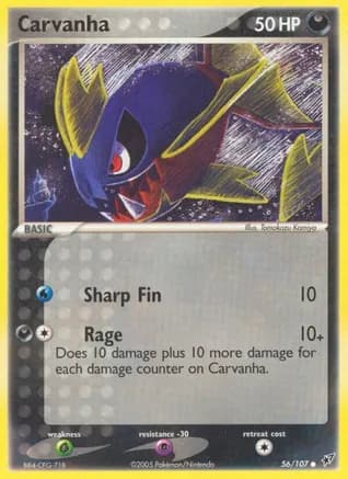 Carvanha — EX Deoxys Pokémon TCG card by Tomokazu Komiya