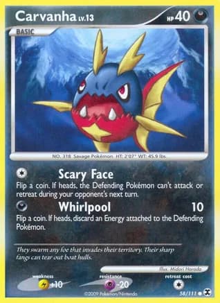 Carvanha — Rising Rivals Pokémon TCG card by Midori Harada