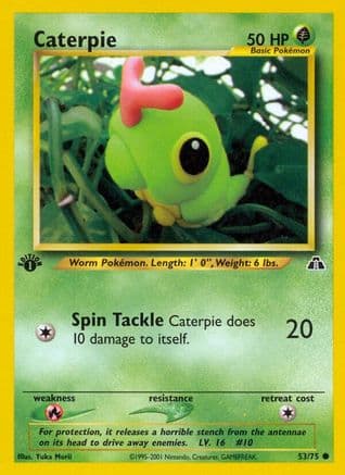 Caterpie — Neo Discovery Pokémon TCG card by Yuka Morii