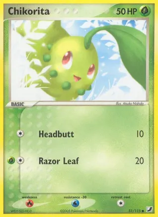 Chikorita — EX Unseen Forces Pokémon TCG card by Atsuko Nishida