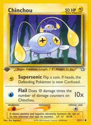 Chinchou — Neo Genesis Pokémon TCG card by Ken Sugimori