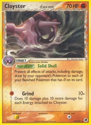 Cloyster (Delta Species) — EX Dragon Frontiers Pokémon TCG card by Atsuko Nishida