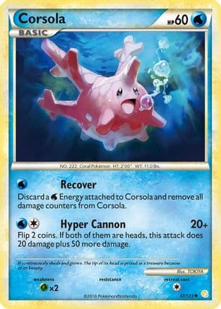 Corsola — HeartGold SoulSilver Pokémon TCG card by TOKIYA