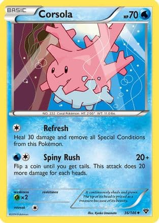 Corsola — XY Base Set Pokémon TCG card by Satoshi Shirai