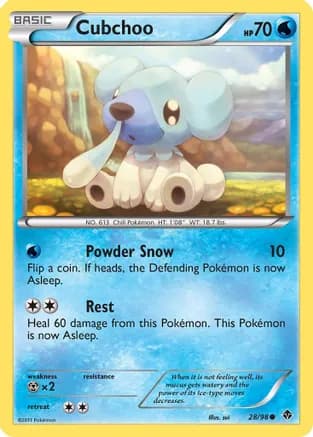 Cubchoo (28) — Emerging Powers Pokémon TCG card by Mitsuhiro Arita