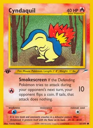 Cyndaquil — Neo Destiny Pokémon TCG card by Kagemaru Himeno