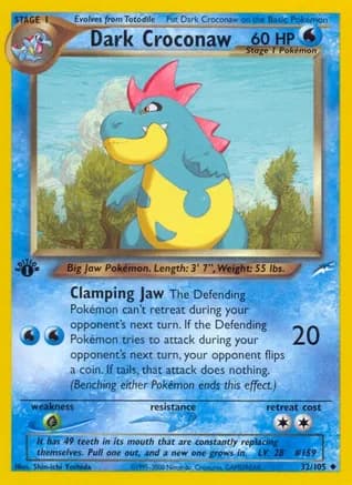 Dark Croconaw — Neo Destiny Pokémon TCG card by Shin-ichi Yoshida